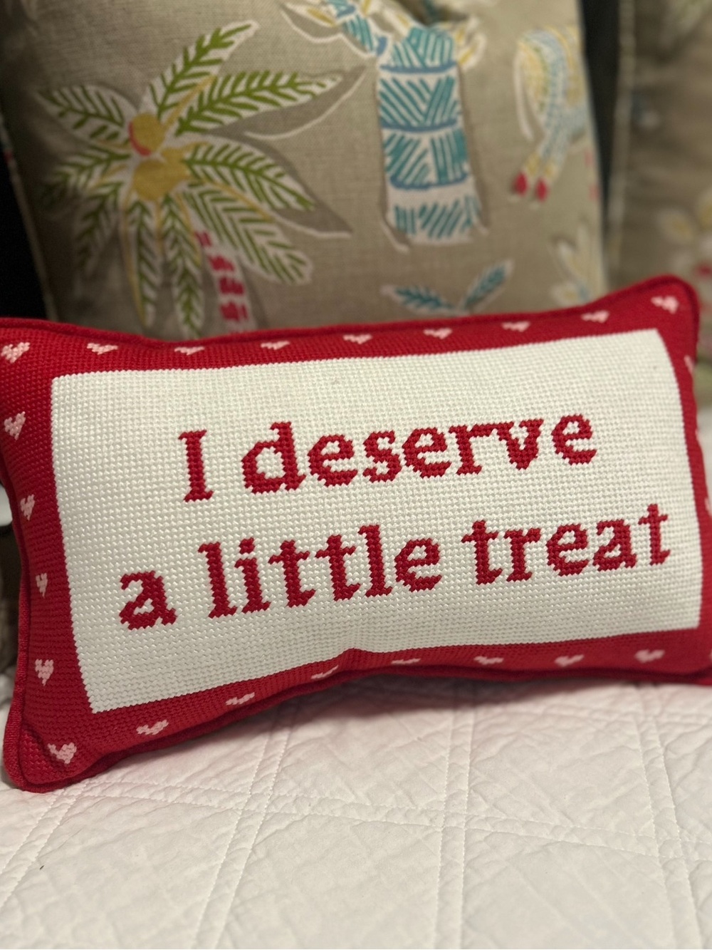 I deserve a little treat Needlepoint Pillow